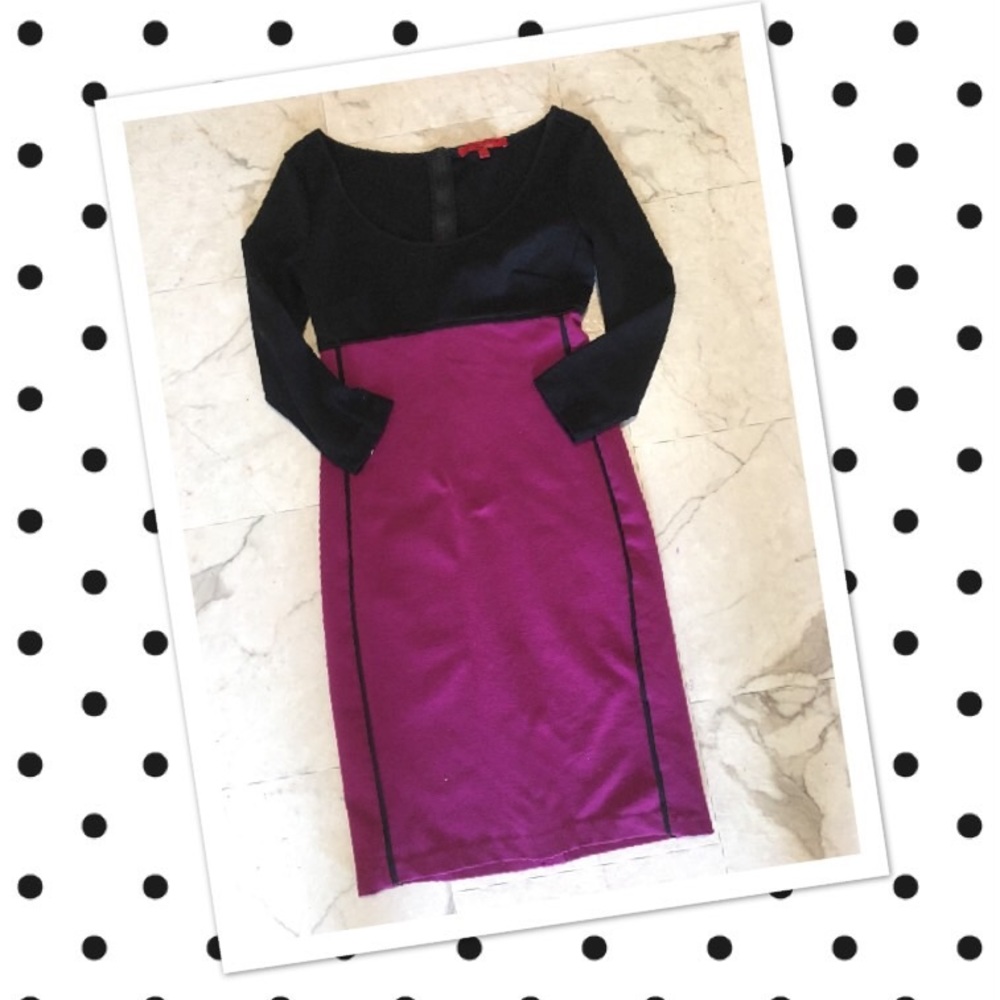 Narciso Rodriquez Black and Purple Sheath Dress XS